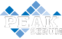 peak Serum logo with white text